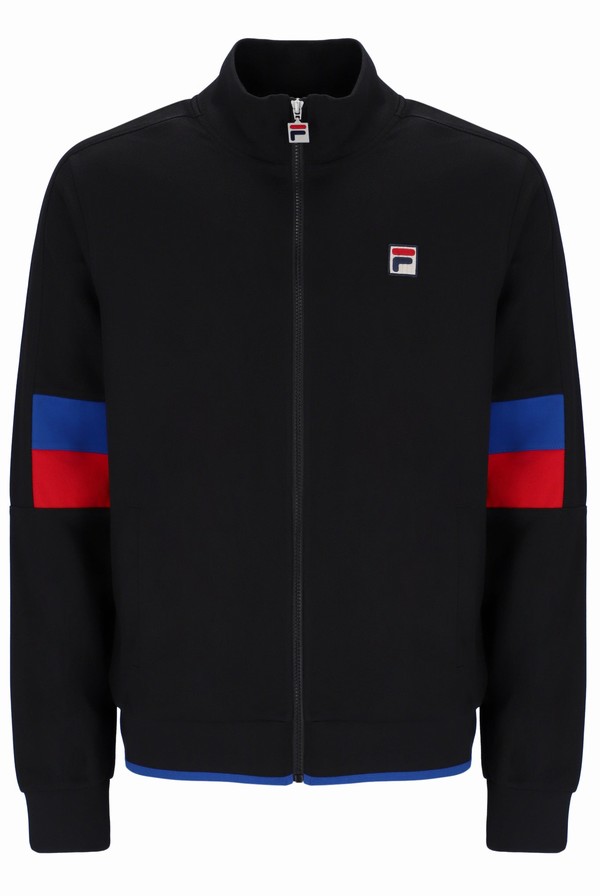 Black Fila Fischer Colour Blocked Men Tracksuits | 2853OCXYH