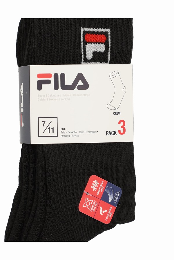 Black Fila Goat 3 Pk Classic Crew Women Socks | 3781BHUAC