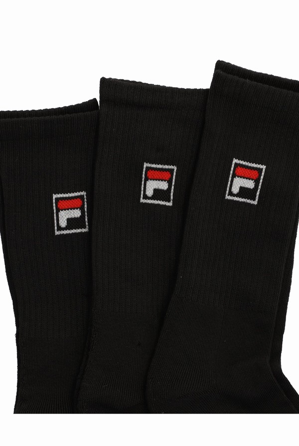 Black Fila Goat 3 Pk Classic Crew Women Socks | 3781BHUAC