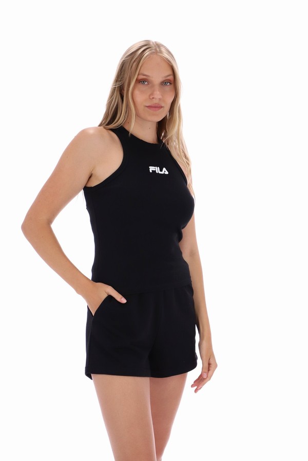 Black Fila Hilde Racer Cropped Women Vest | 6539BMCVA