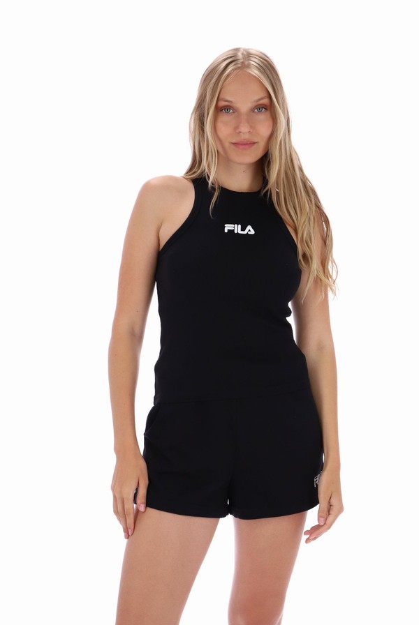 Black Fila Hilde Racer Cropped Women Vest | 6539BMCVA