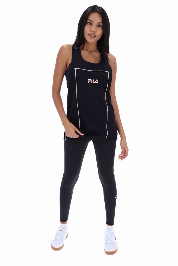 Black Fila Iris Panelled Women T-shirts | 2369KFEZS