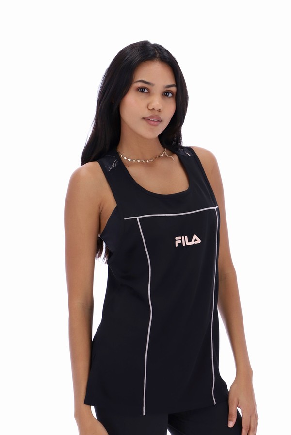 Black Fila Iris Panelled Women T-shirts | 2369KFEZS