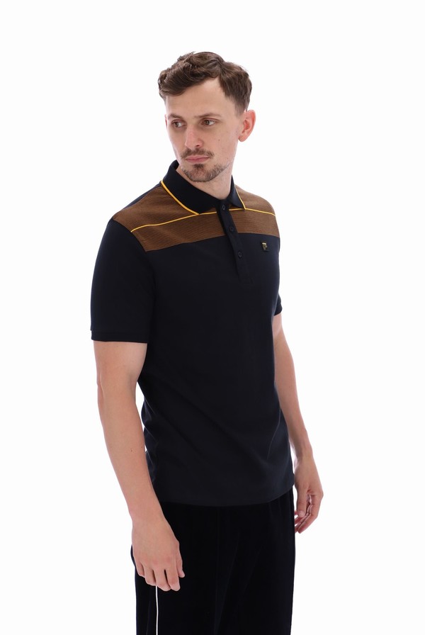 Black Fila Jacapo Archive Yarn Dye Stripe Men Polo Shirts | 5721SJCYV