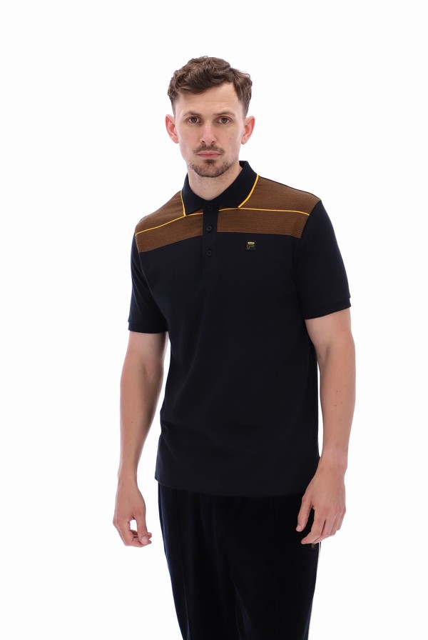 Black Fila Jacapo Archive Yarn Dye Stripe Men Polo Shirts | 5721SJCYV