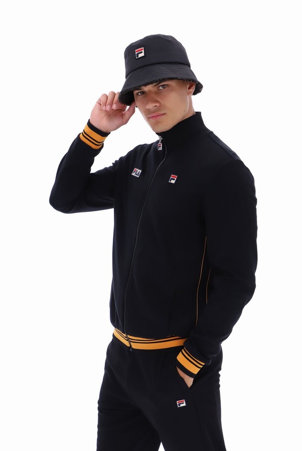 Black Fila Jamie Settanta Men Track Top | 8640HGFSM