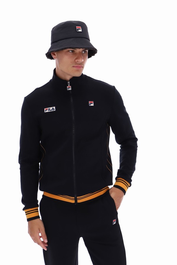 Black Fila Jamie Settanta Men Track Top | 8640HGFSM