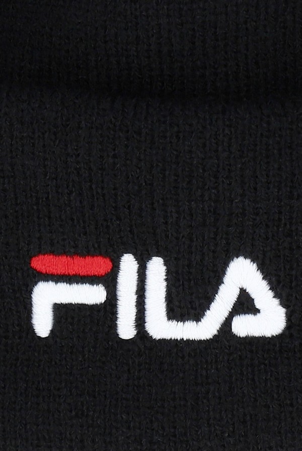 Black Fila Karts Fine Rib Turn Up Women Beanie | 1468GLFAM