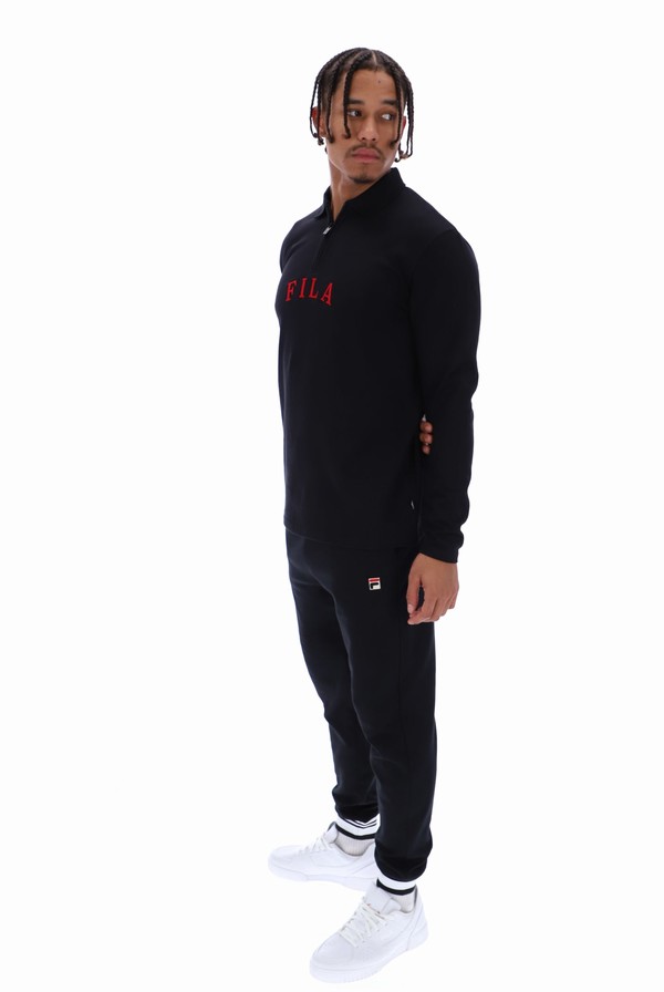 Black Fila Kit Long Sleeved Men Sweatshirts | 1538WZSIX