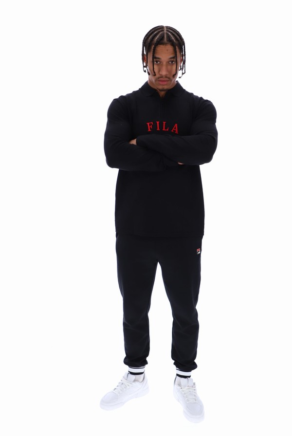 Black Fila Kit Long Sleeved Men Sweatshirts | 1538WZSIX