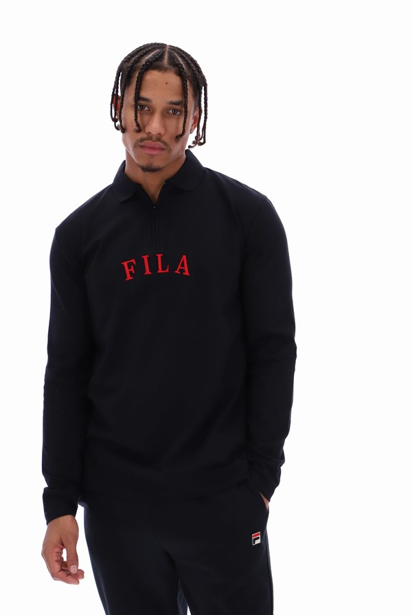 Black Fila Kit Long Sleeved Men Sweatshirts | 1538WZSIX