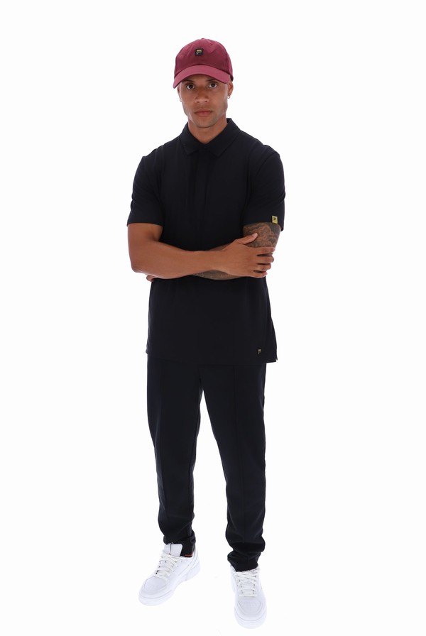 Black Fila Lippi Minimal Men Polo Shirts | 3197IGJXA