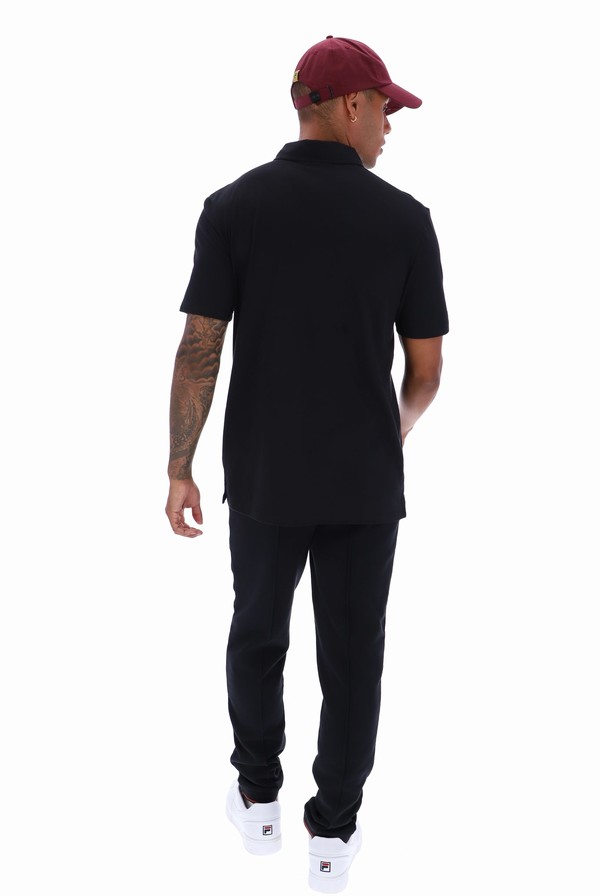 Black Fila Lippi Minimal Men Polo Shirts | 3197IGJXA