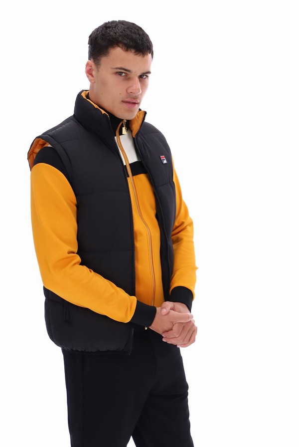 Black Fila Mackay Heavily Padded Puffer Men Jackets | 5391QXRDI