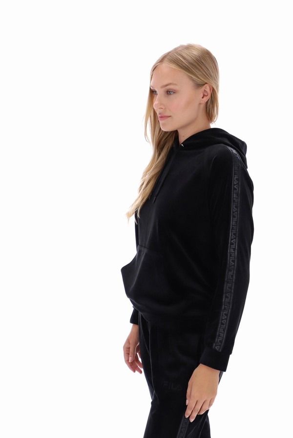 Black Fila Malia Raglan Velour Women Co-ords | 1902OQASF