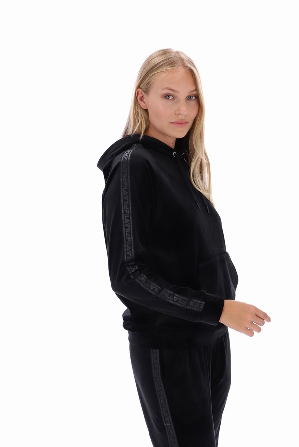 Black Fila Malia Raglan Velour Women Hoodie | 1250KCSVZ