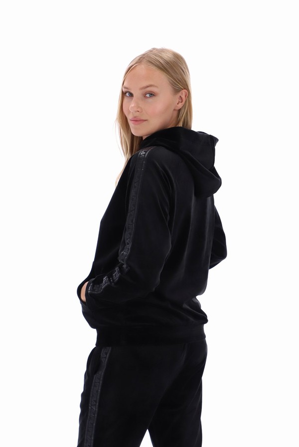 Black Fila Malia Raglan Velour Women Hoodie | 1250KCSVZ