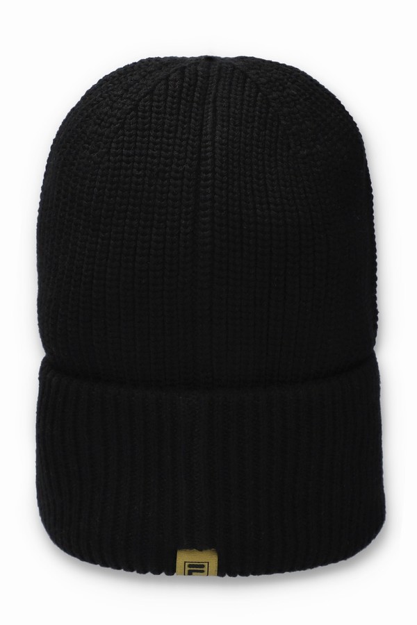 Black Fila Oakes Knitted Men Beanie | 9076KDZIM