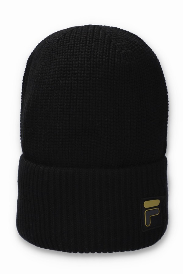 Black Fila Oakes Knitted Men Beanie | 9076KDZIM