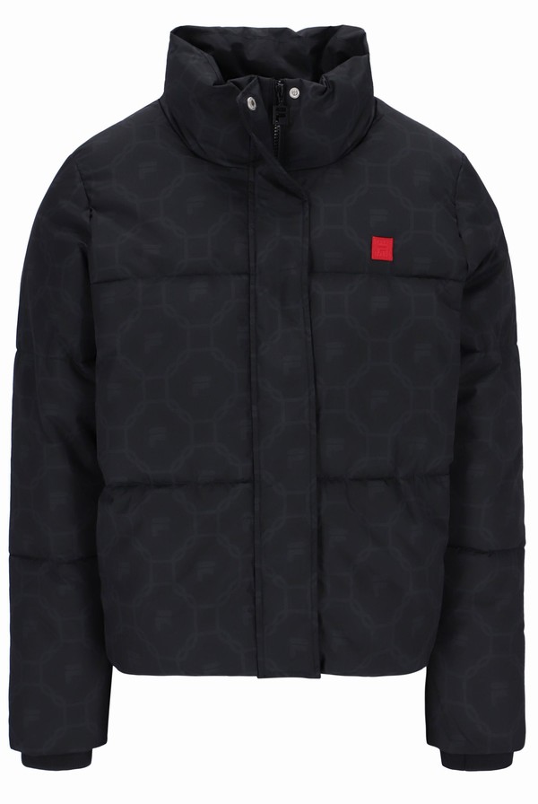 Black Fila Odi Gio Printed Puffer Women Jackets | 2143VJIRM