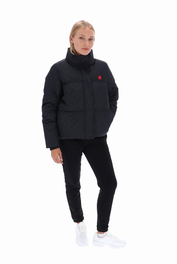 Black Fila Odi Gio Printed Puffer Women Jackets | 2143VJIRM