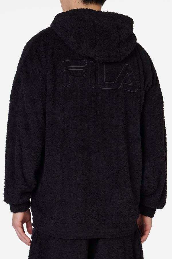 Black Fila Oversized Terry Fabric Women Hoodie | 0418FLWCQ