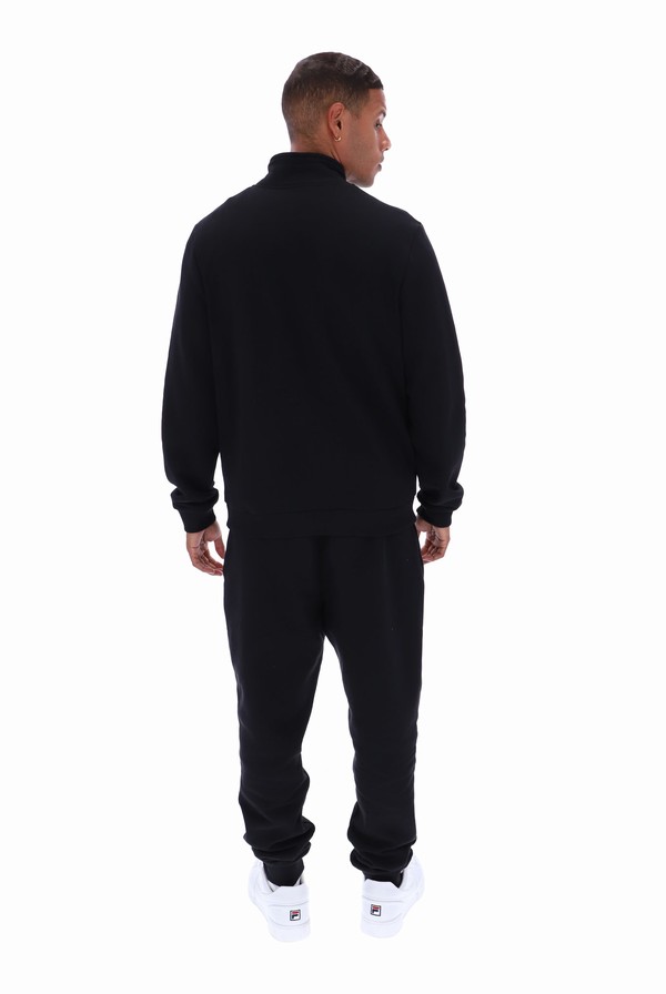 Black Fila Raffy Recycled 1/4 Zip Fleece Men Sweatshirts | 7401NMXBV