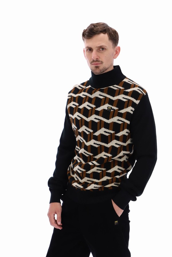 Black Fila Remo Knitted Turtle Neck Men Sweatshirts | 4751QIUPM