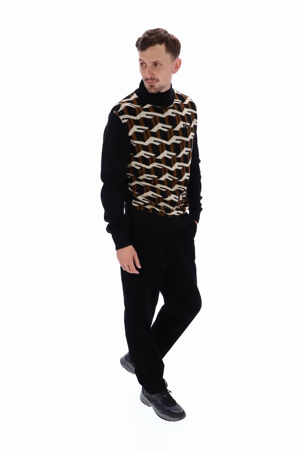 Black Fila Remo Knitted Turtle Neck Men Sweatshirts | 4751QIUPM