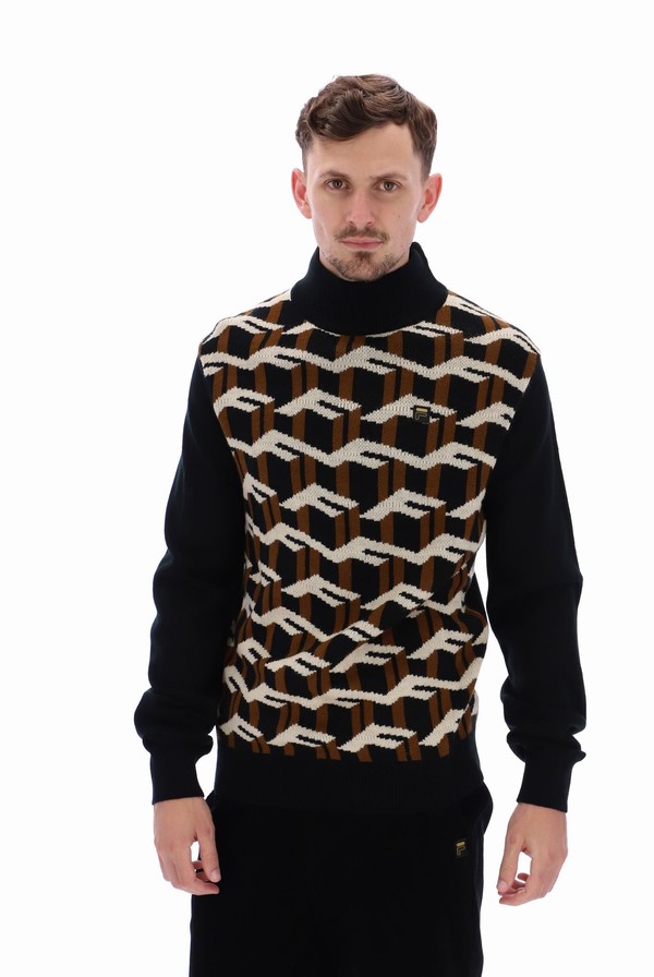 Black Fila Remo Knitted Turtle Neck Men Sweatshirts | 4751QIUPM