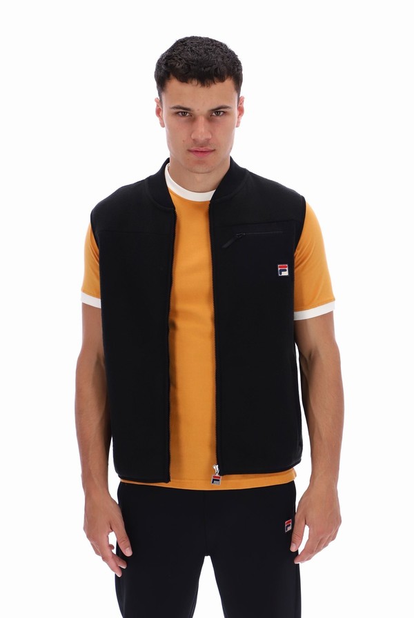 Black Fila Robin Polar Fleece Men Jackets | 5397GPNRY