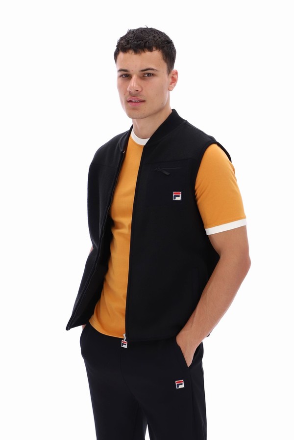 Black Fila Robin Polar Fleece Men Jackets | 5397GPNRY