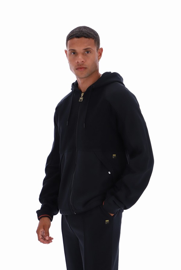 Black Fila Seppi Pinstripe Print Back Men Tracksuits | 3827AFRBO