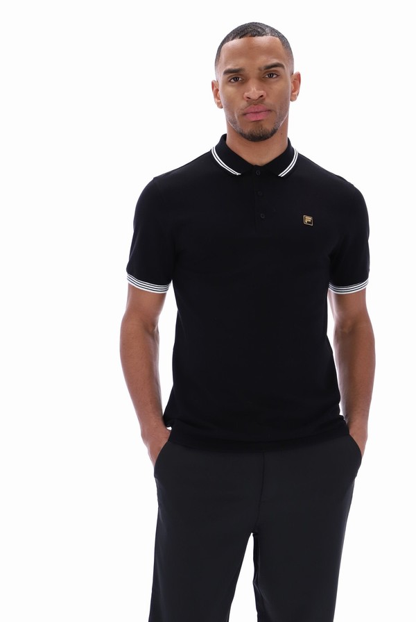 Black Fila Soren Men Polo Shirts | 2135VHLKS