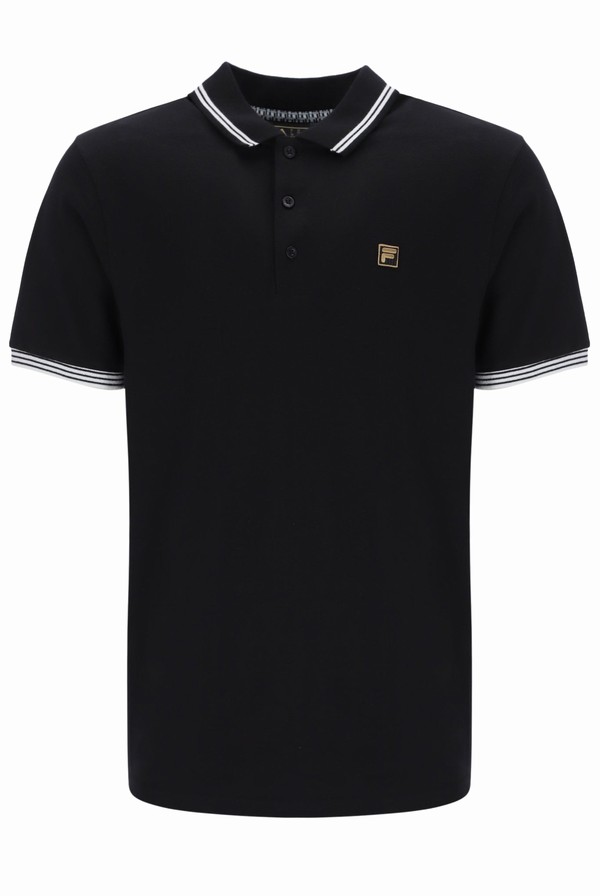 Black Fila Soren Men Polo Shirts | 2135VHLKS