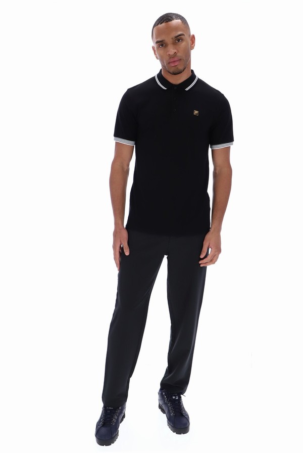 Black Fila Soren Men Polo Shirts | 2135VHLKS