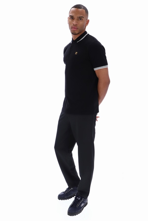 Black Fila Soren Men Polo Shirts | 2135VHLKS