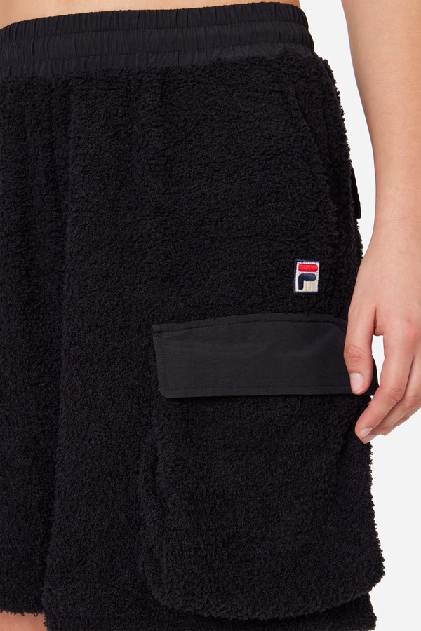 Black Fila Terry Cargo Men Shorts | 9063CPKFI