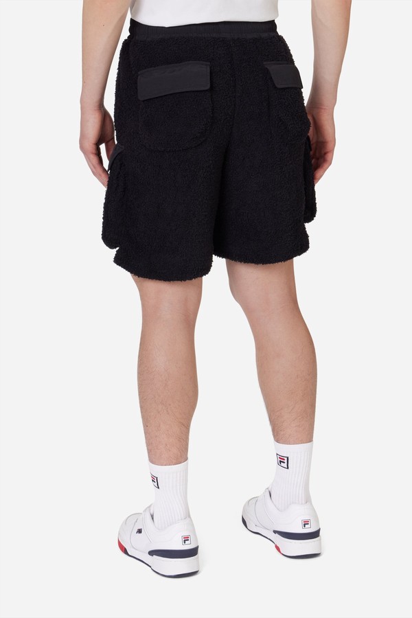 Black Fila Terry Cargo Men Shorts | 9063CPKFI