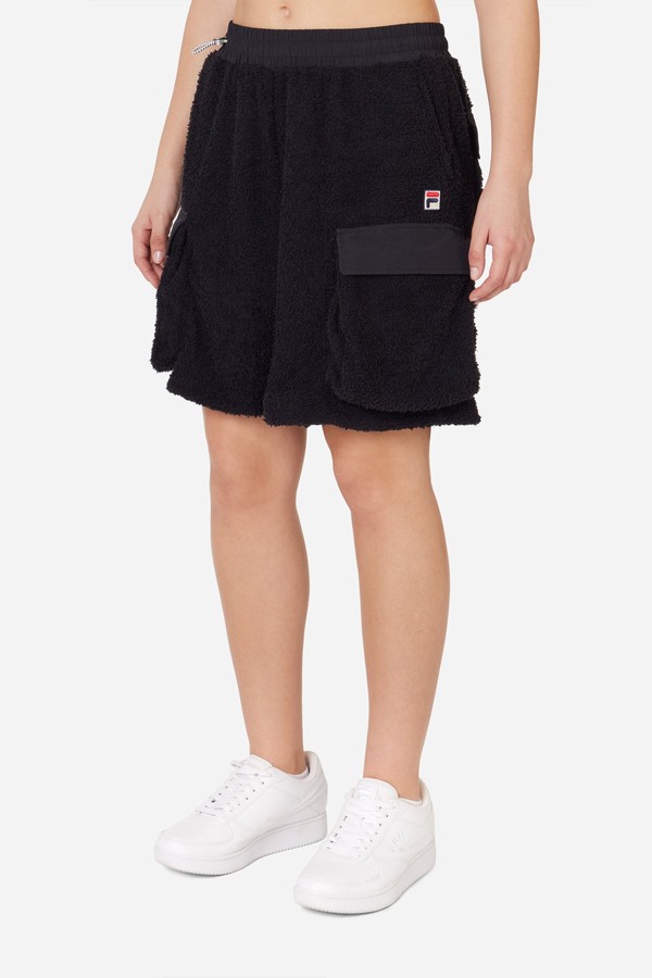 Black Fila Terry Cargo Men Shorts | 9063CPKFI