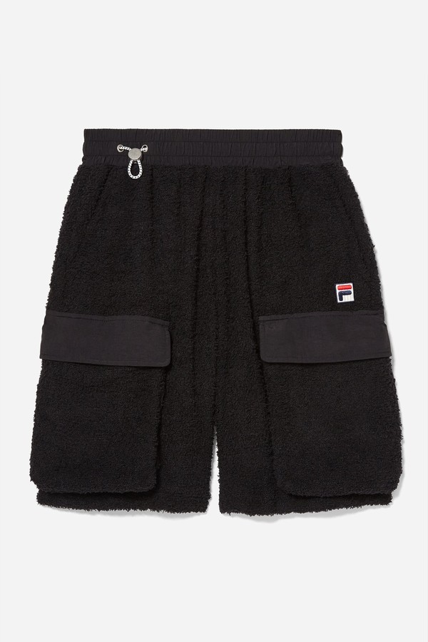 Black Fila Terry Cargo Men Shorts | 9063CPKFI