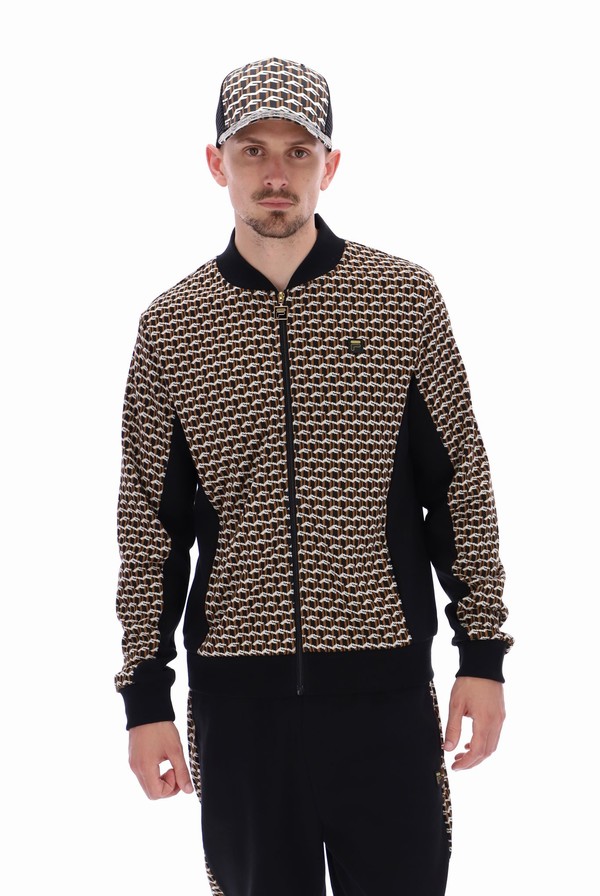 Black Fila Vigo Geo Pattern Men Track Top | 6104COGDQ