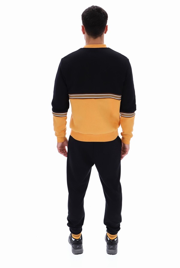 Black / Orange Fila Attwood Colour Block Men Sweatshirts | 9830EVHPZ