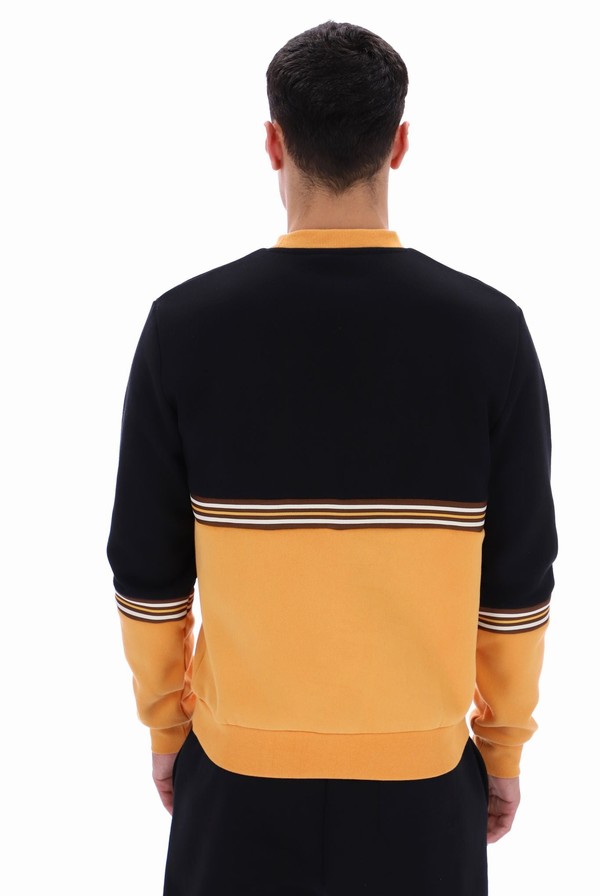 Black / Orange Fila Attwood Colour Block Men Sweatshirts | 9830EVHPZ