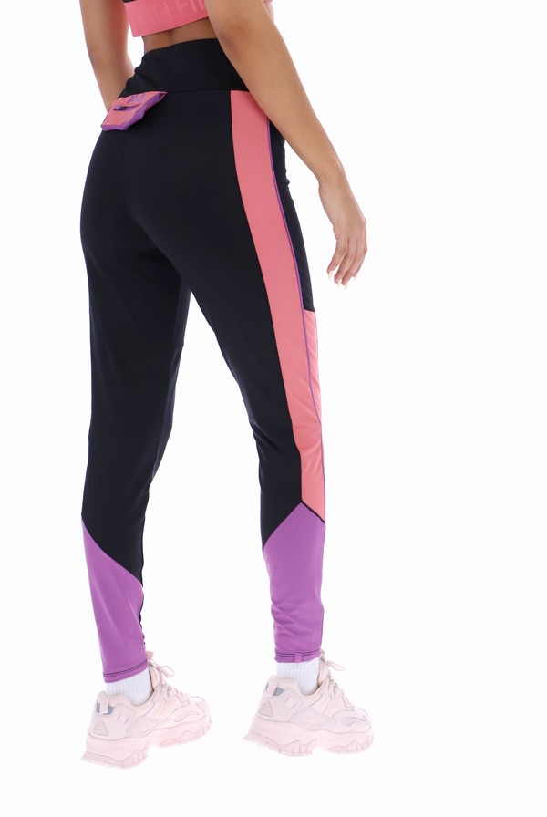 Black / Pink Fila Banu Colour Pop Women Leggings | 6720OGQZI