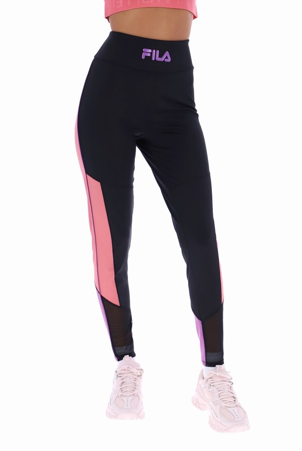 Black / Pink Fila Banu Colour Pop Women Leggings | 6720OGQZI