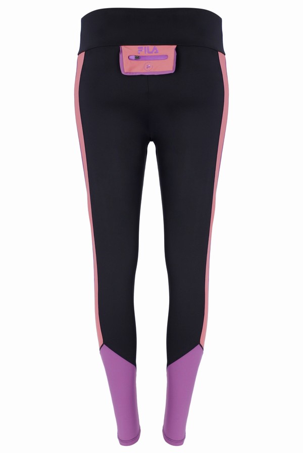 Black / Pink Fila Banu Colour Pop Women Leggings | 6720OGQZI