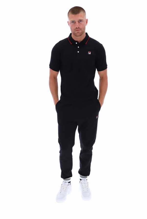 Black / Red Fila Seb Graphic Men Polo Shirts | 3476DNZIO