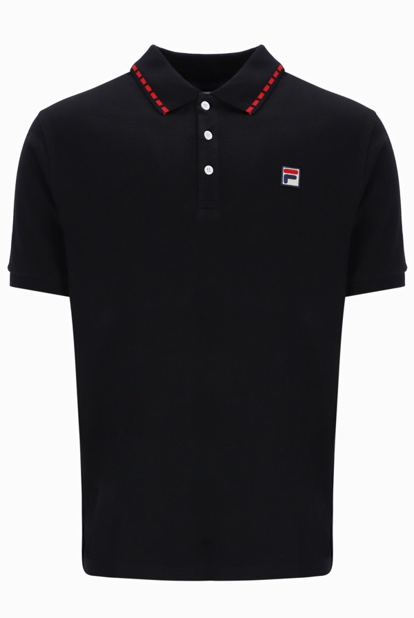 Black / Red Fila Seb Graphic Men Polo Shirts | 3476DNZIO