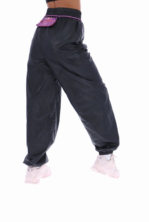 Black / Rose Fila Abia Parachute Women Track Pants | 5618HUOWN